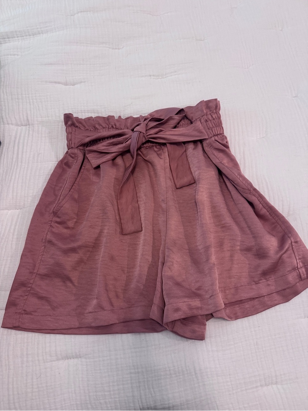 Women's High-Waist silky Paperbag Shorts with Tie